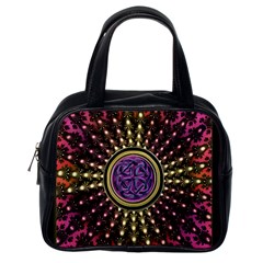 Hot Lavender Celtic Fractal Framed Mandala Classic Handbag (one Side) by UROCKtheWorldDesign