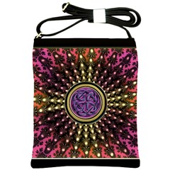 Hot Lavender Celtic Fractal Framed Mandala Shoulder Sling Bag by UROCKtheWorldDesign