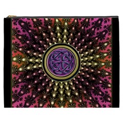 Hot Lavender Celtic Fractal Framed Mandala Cosmetic Bag (xxxl) by UROCKtheWorldDesign