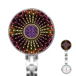 Hot Lavender Celtic Fractal Framed Mandala Stainless Steel Nurses Watch Front