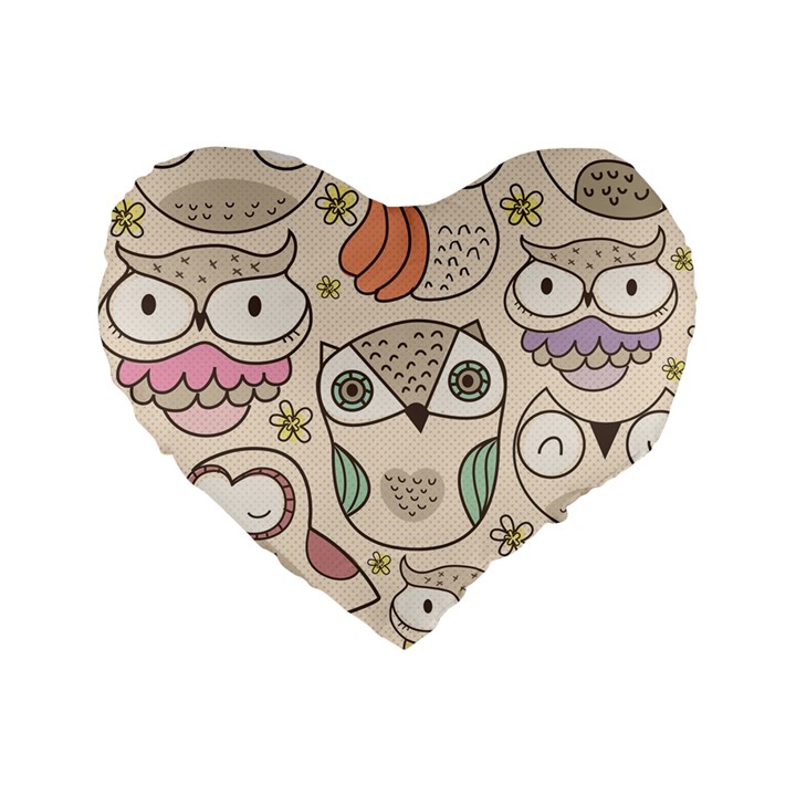 Owl pattern 16  Premium Heart Shape Cushion 