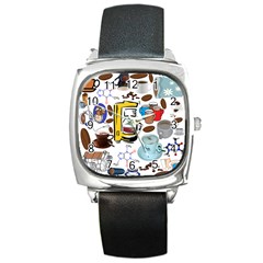 Just Bring Me Coffee Square Leather Watch by StuffOrSomething