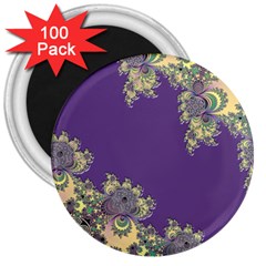 Purple Symbolic Fractal 3  Button Magnet (100 Pack)