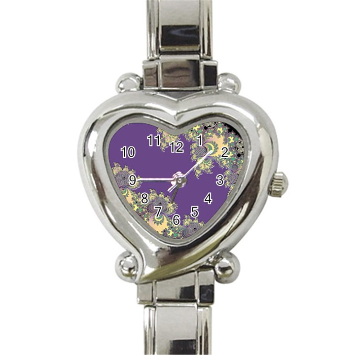 Purple Symbolic Fractal Heart Italian Charm Watch 