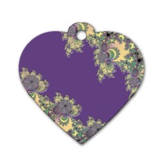 Purple Symbolic Fractal Dog Tag Heart (two Sided) by UROCKtheWorldDesign