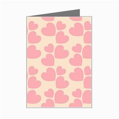 Cream And Salmon Hearts Mini Greeting Card by Colorfulart23