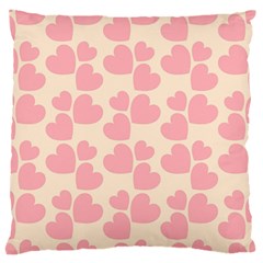 Cream And Salmon Hearts Large Cushion Case (two Sided)  by Colorfulart23