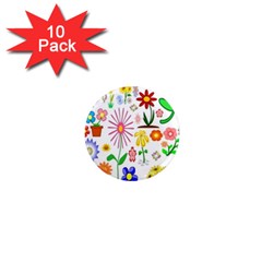 Summer Florals 1  Mini Button Magnet (10 Pack) by StuffOrSomething