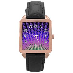 Rainbow Fan Rose Gold Leather Watch 