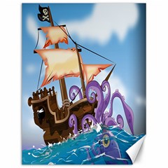 Pirate Ship Attacked By Giant Squid Cartoon Canvas 12  X 16  (unframed) by NickGreenaway