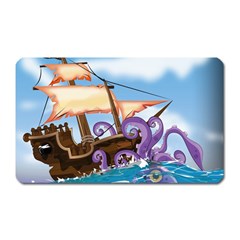 Piratepirate Ship Attacked By Giant Squid  Magnet (rectangular) by NickGreenaway