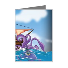 Piratepirate Ship Attacked By Giant Squid  Mini Greeting Card