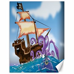 Piratepirate Ship Attacked By Giant Squid  Canvas 12  X 16  (unframed) by NickGreenaway