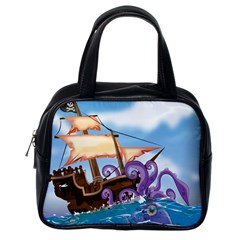 Piratepirate Ship Attacked By Giant Squid  Classic Handbag (one Side) by NickGreenaway