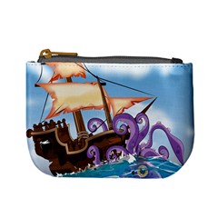 Piratepirate Ship Attacked By Giant Squid  Coin Change Purse by NickGreenaway