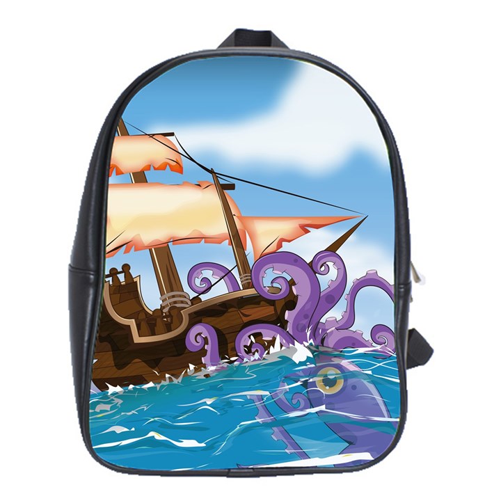 PiratePirate Ship Attacked By Giant Squid  School Bag (XL)