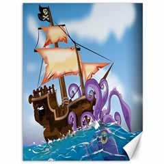 Pirate Ship Attacked By Giant Squid Cartoon  Canvas 36  X 48  (unframed) by NickGreenaway