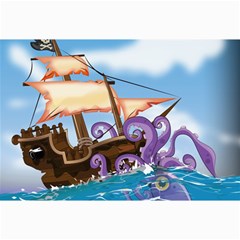 Pirate Ship Attacked By Giant Squid Cartoon  Canvas 12  X 18  (unframed) by NickGreenaway