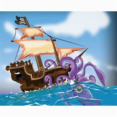 Pirate Ship Attacked By Giant Squid Cartoon  Canvas 16  X 20  (unframed) by NickGreenaway
