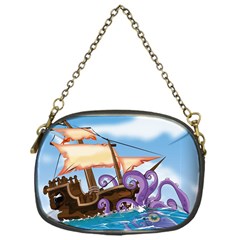 Pirate Ship Attacked By Giant Squid Cartoon  Chain Purse (one Side) by NickGreenaway