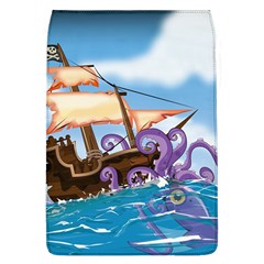 Pirate Ship Attacked By Giant Squid Cartoon  Removable Flap Cover (large)