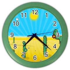 Cactus Wall Clock (color) by NickGreenaway