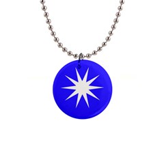 Deep Blue And White Star Button Necklace by Colorfulart23