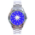 Deep Blue And White Star Stainless Steel Watch Front