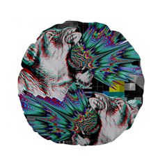 Lioness Glitch 15  Premium Round Cushion 