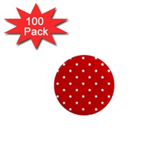 White Stars On Red 1  Mini Button Magnet (100 Pack) by StuffOrSomething