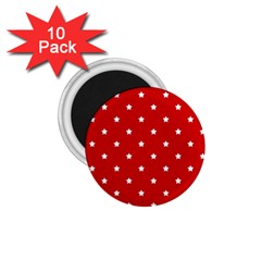 White Stars On Red 1 75  Button Magnet (10 Pack) by StuffOrSomething