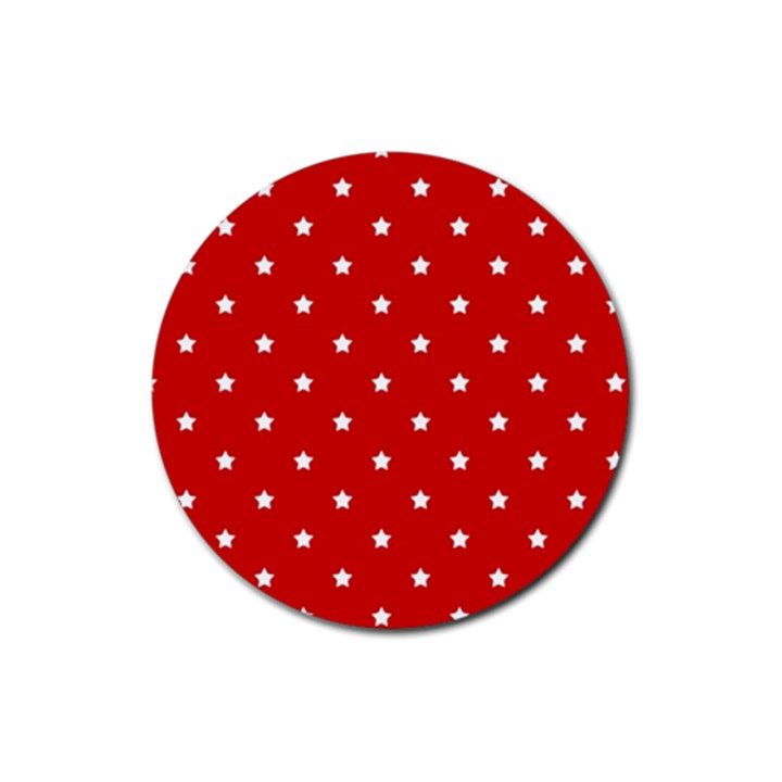 White Stars On Red Drink Coaster (Round)