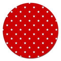 White Stars On Red Magnet 5  (round) by StuffOrSomething