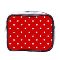 White Stars On Red Mini Travel Toiletry Bag (one Side) by StuffOrSomething