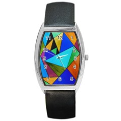 Abstract Tonneau Leather Watch by Siebenhuehner