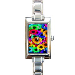 Colorful Sunflowers Rectangular Italian Charm Watch