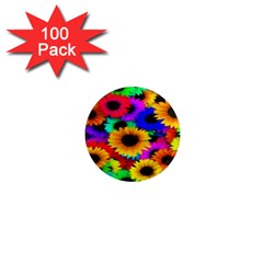 Colorful Sunflowers 1  Mini Button Magnet (100 Pack) by StuffOrSomething