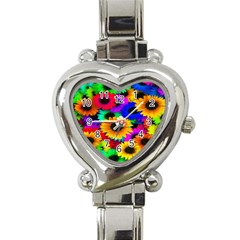 Colorful Sunflowers Heart Italian Charm Watch  by StuffOrSomething