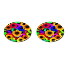 Colorful Sunflowers Cufflinks (oval)