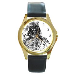 Darth Vader Round Leather Watch (gold Rim)  by malobishop