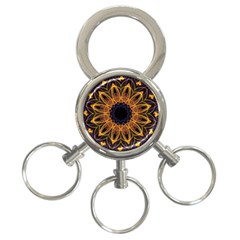 Yellow Purple Lotus Mandala 3-ring Key Chain