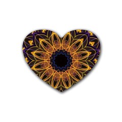Yellow Purple Lotus Mandala Drink Coasters 4 Pack (heart)  by Zandiepants