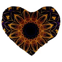 Yellow Purple Lotus Mandala 19  Premium Heart Shape Cushion by Zandiepants