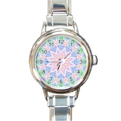 Soft Rainbow Star Mandala Round Italian Charm Watch by Zandiepants