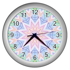 Soft Rainbow Star Mandala Wall Clock (silver) by Zandiepants