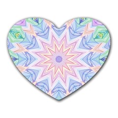 Soft Rainbow Star Mandala Mouse Pad (heart) by Zandiepants