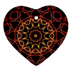 Yellow And Red Mandala Heart Ornament by Zandiepants