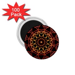 Yellow And Red Mandala 1 75  Button Magnet (100 Pack) by Zandiepants