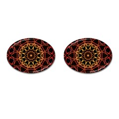 Yellow And Red Mandala Cufflinks (oval) by Zandiepants