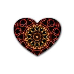 Yellow And Red Mandala Drink Coasters 4 Pack (heart)  by Zandiepants